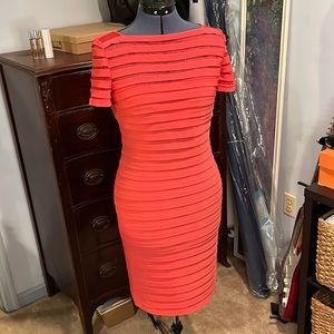 Adriana Papell coral dress formal